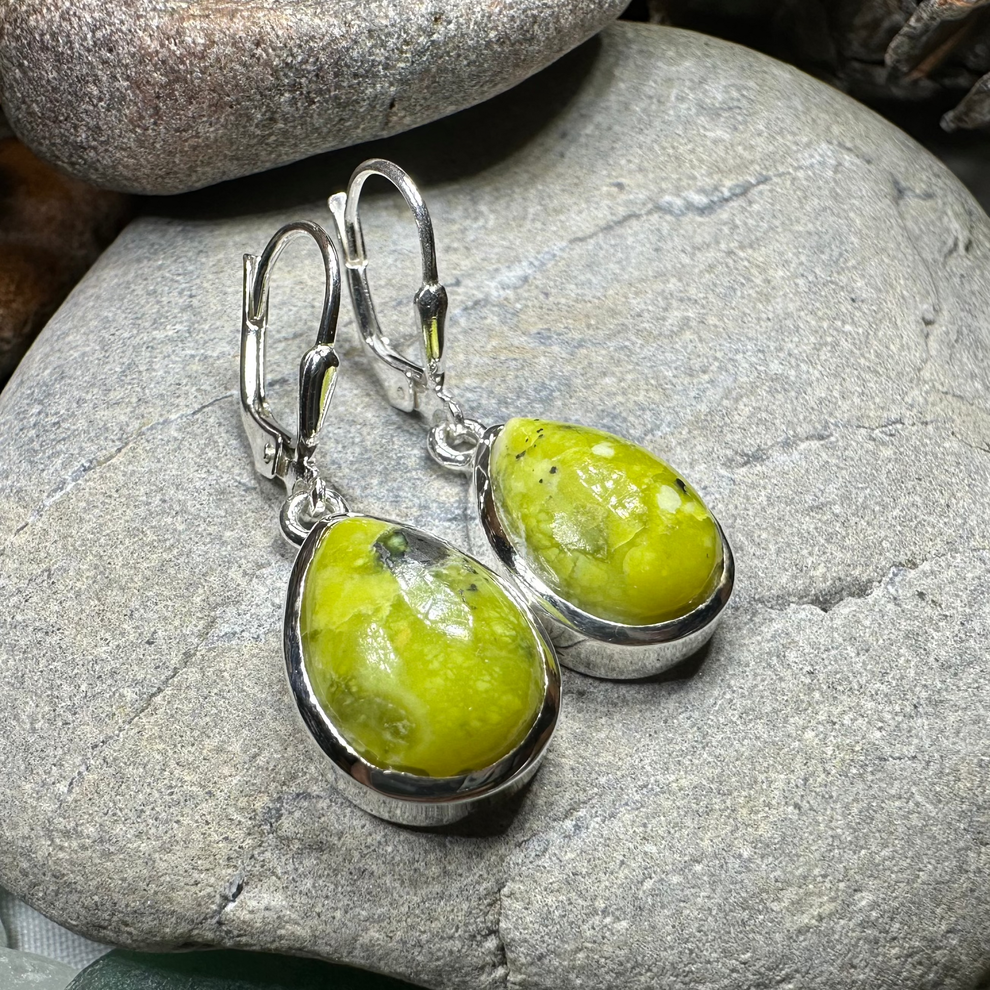 Connemara Marble Ireland Teardrop Earrings in Sterling Silver — view 6