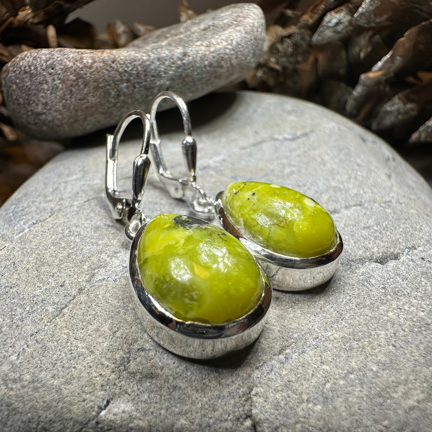 Connemara Marble Ireland Teardrop Earrings in Sterling Silver — view 7
