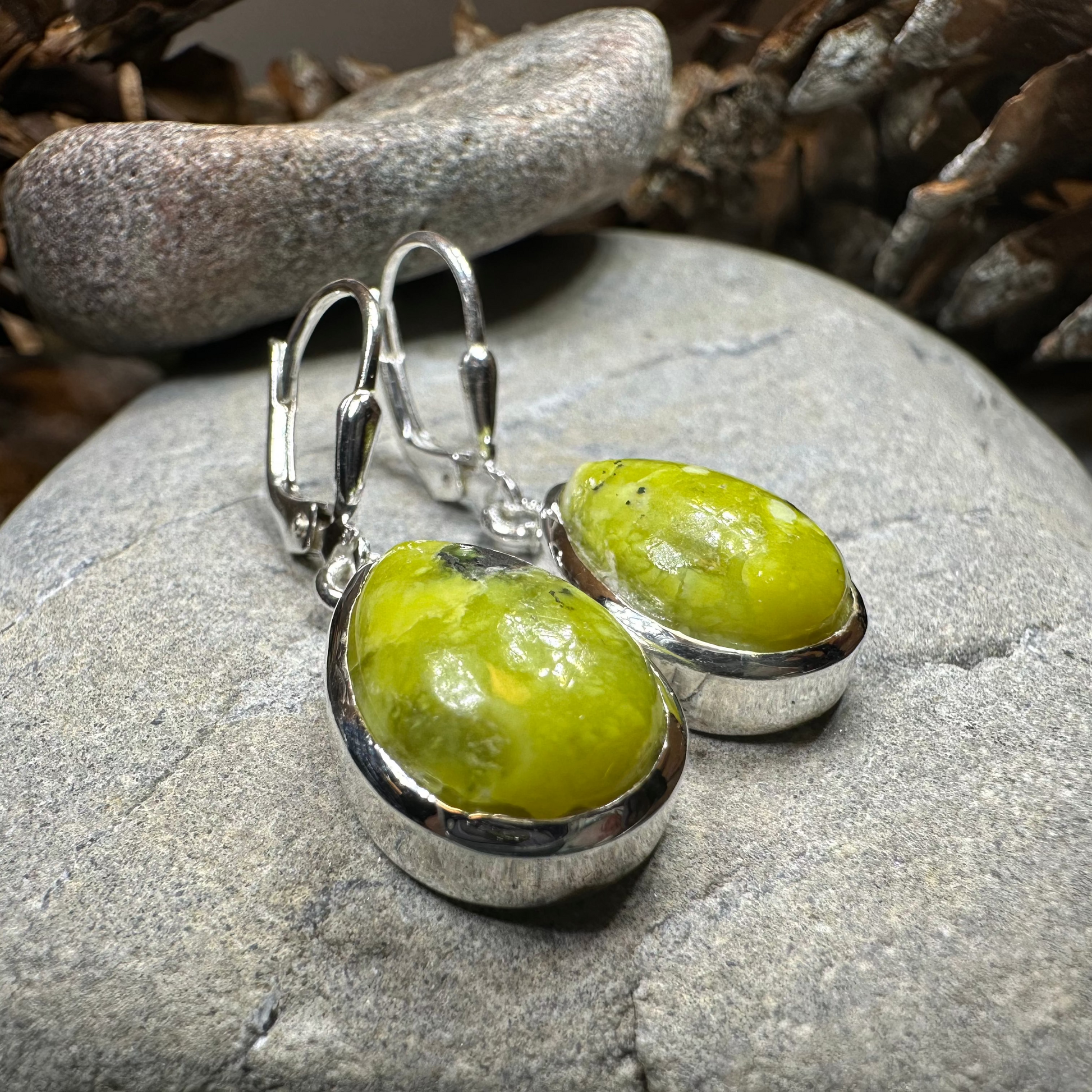 Connemara Marble Ireland Teardrop Earrings in Sterling Silver — view 7