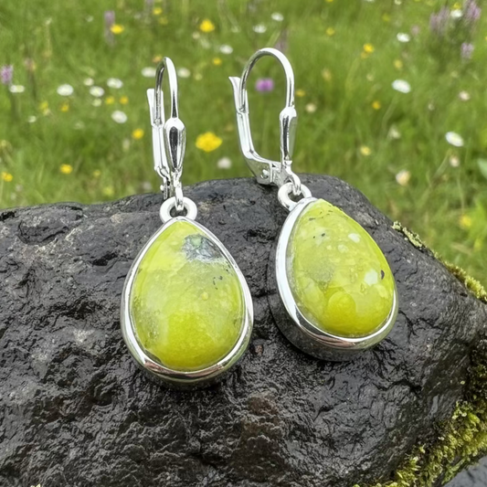 Connemara Marble Ireland Teardrop Earrings in Sterling Silver