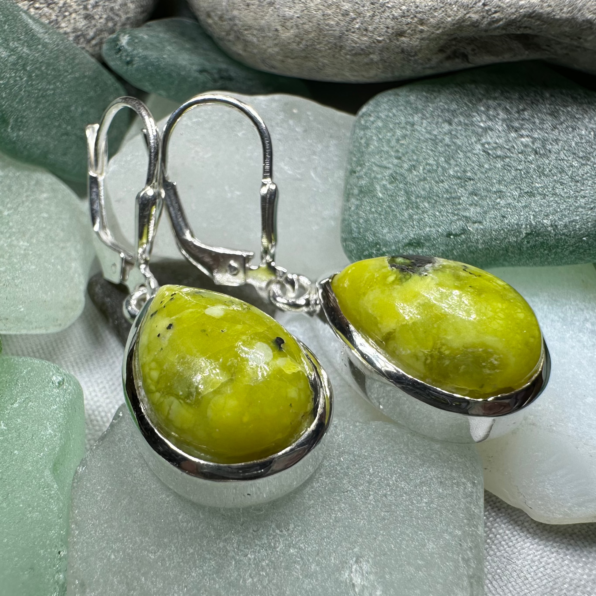 Connemara Marble Ireland Teardrop Earrings in Sterling Silver — view 3