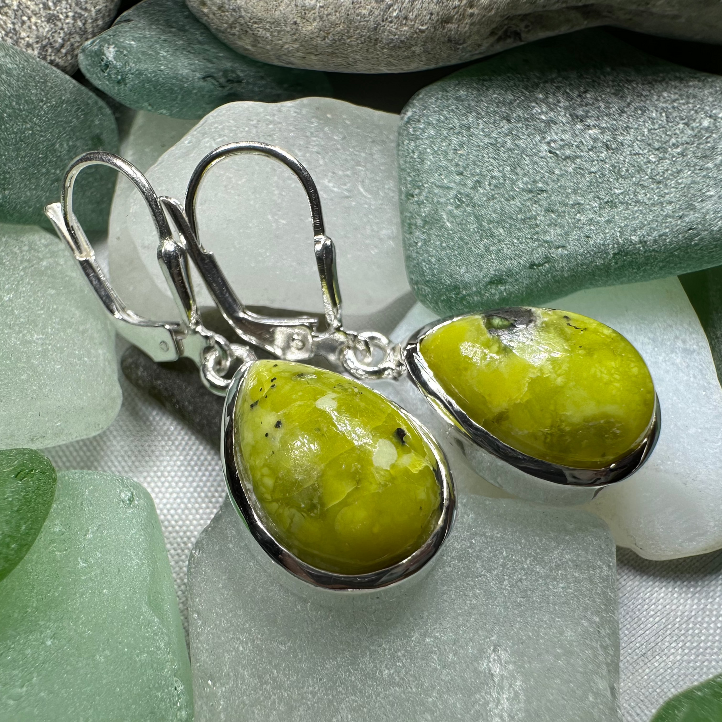Connemara Marble Ireland Teardrop Earrings in Sterling Silver — view 5