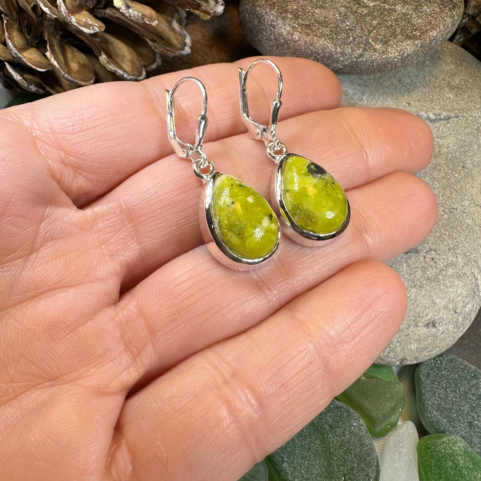 Connemara Marble Ireland Teardrop Earrings in Sterling Silver — view 4