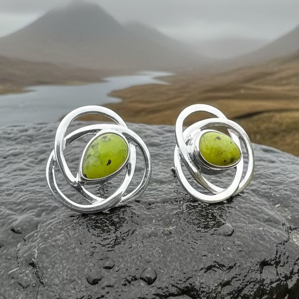 Connemara Marble Celtic Post Earrings
