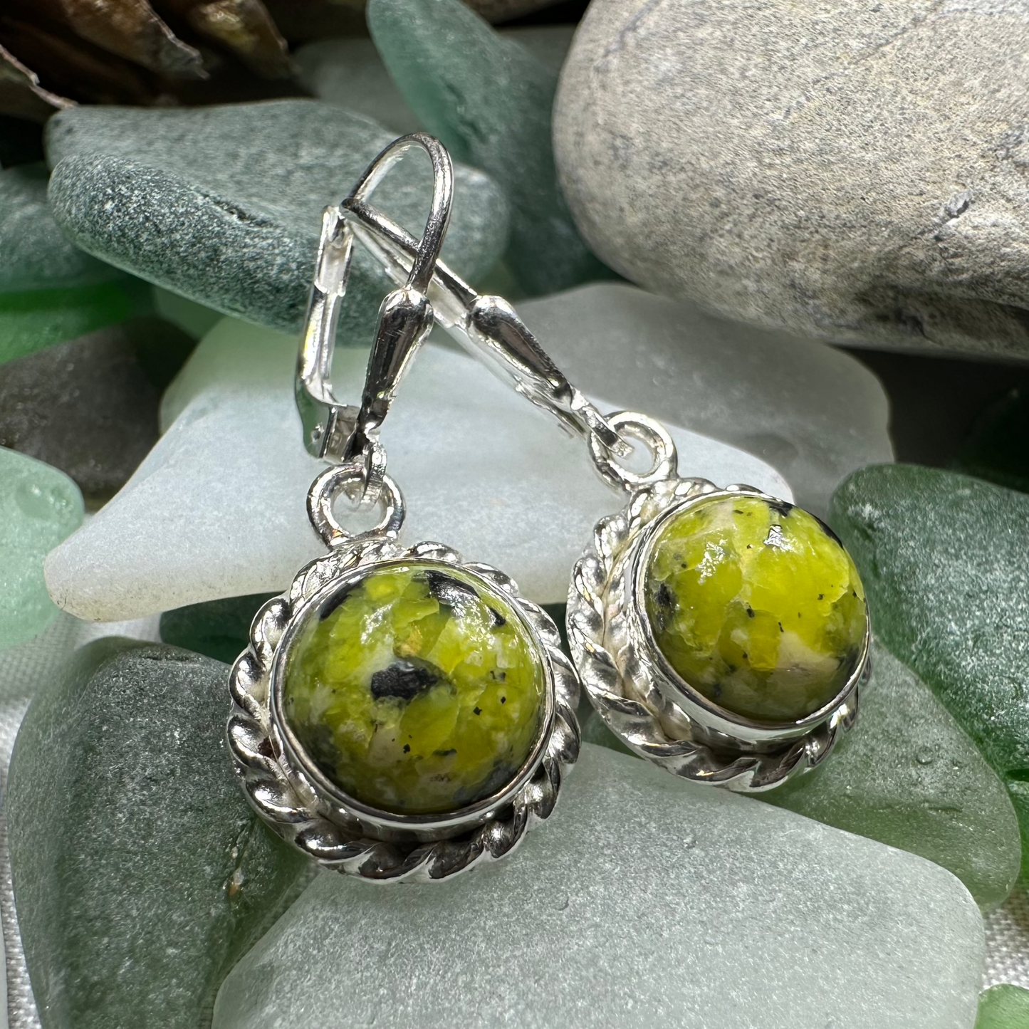 Petite Connemara Marble Ireland Earrings in silver