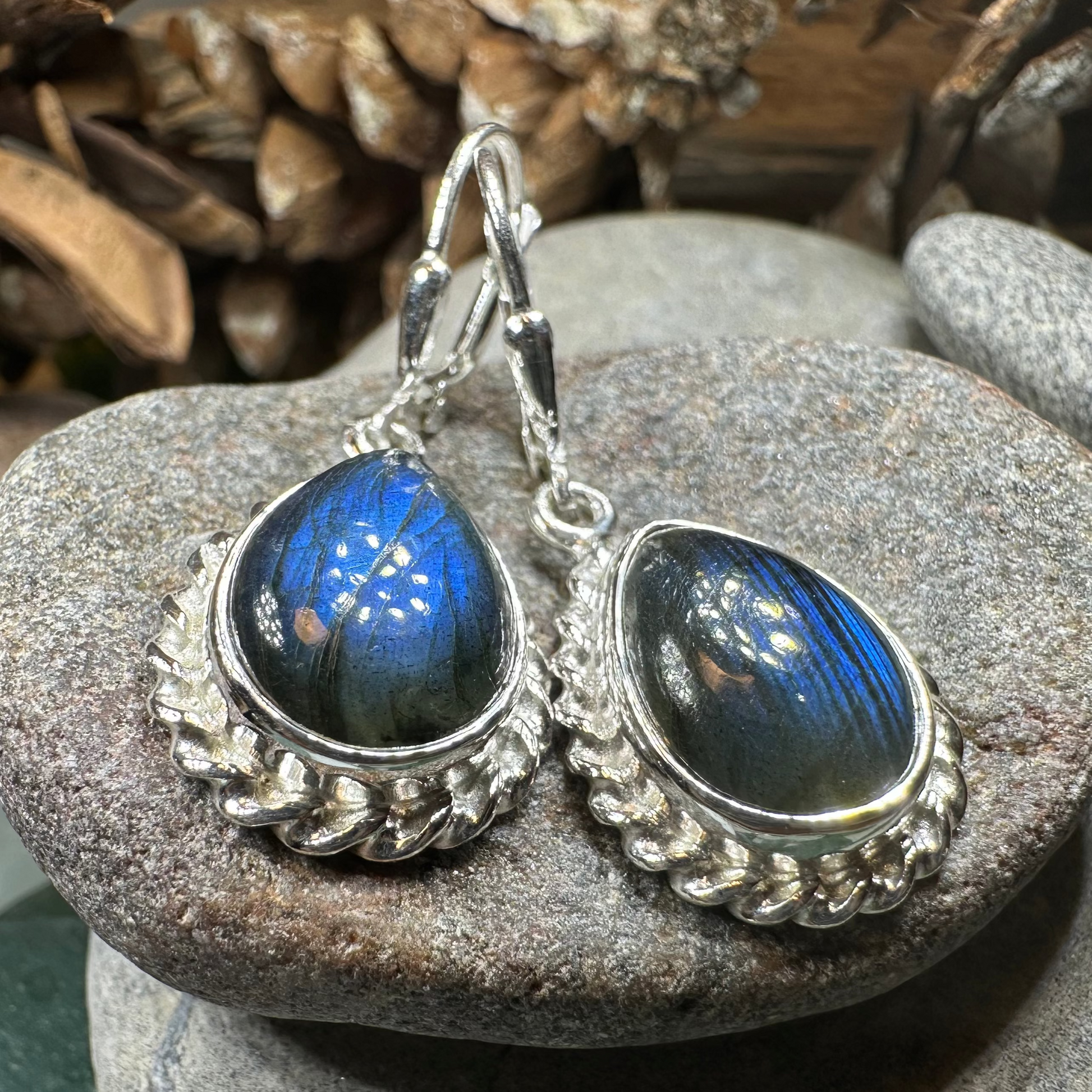 Classic Labradorite Earrings in sterling silver