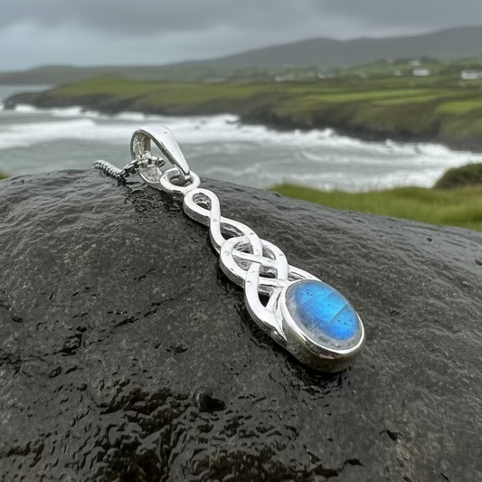 Dublin Celtic Knot Moonstone Necklace in Sterling Silver