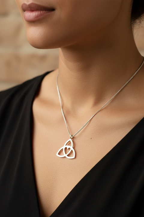 Load image into Gallery viewer, Gabrielle Trinity Knot Heart Necklace
