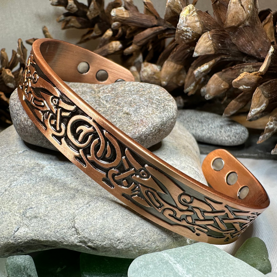 Viking Birds Copper Cuff Bracelet