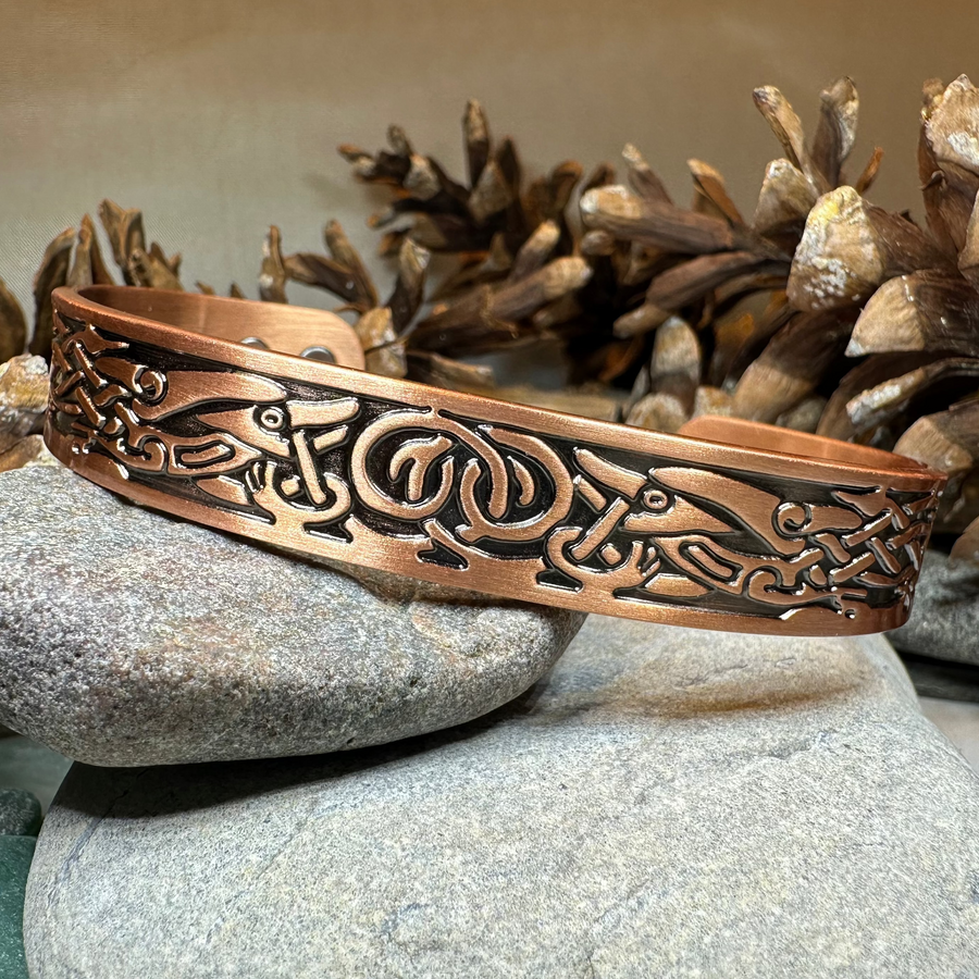 Viking Birds Copper Cuff Bracelet