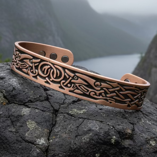 Viking Birds Copper Cuff Bracelet