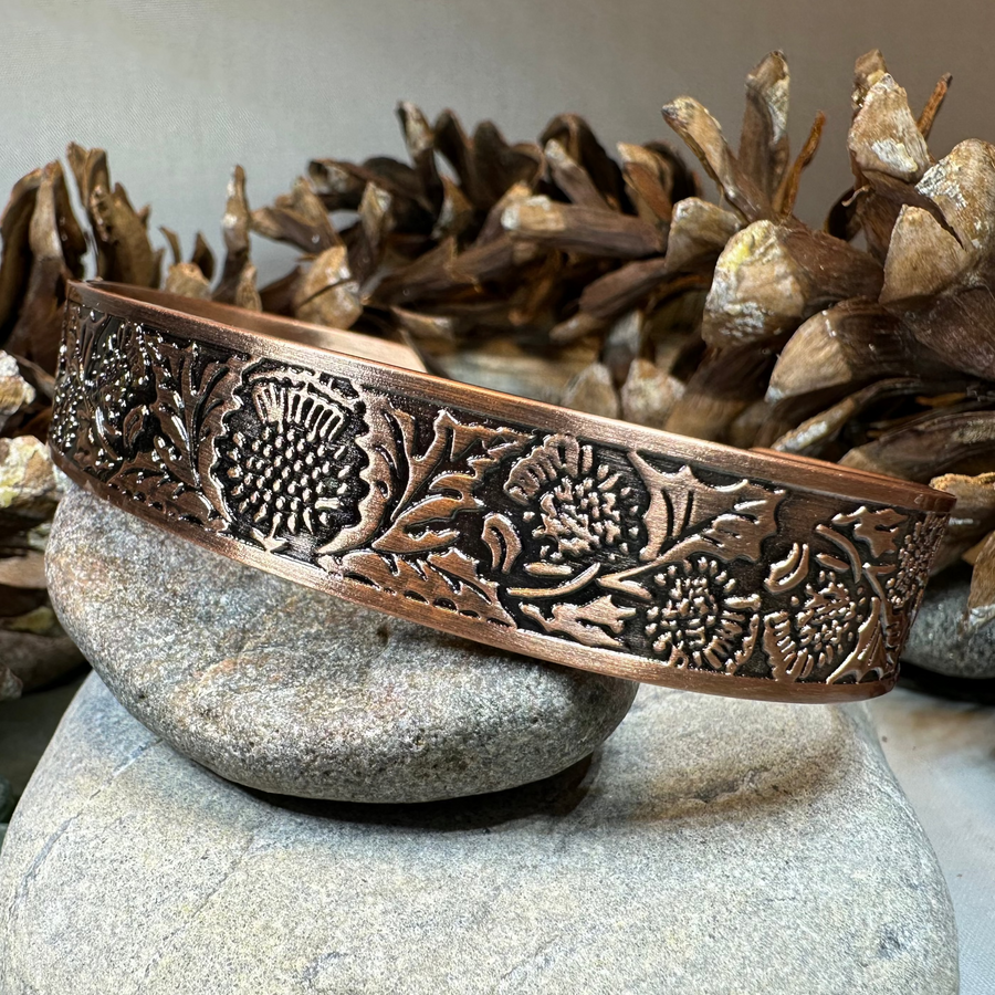 Scottish Thistle Copper Cuff Bracelet