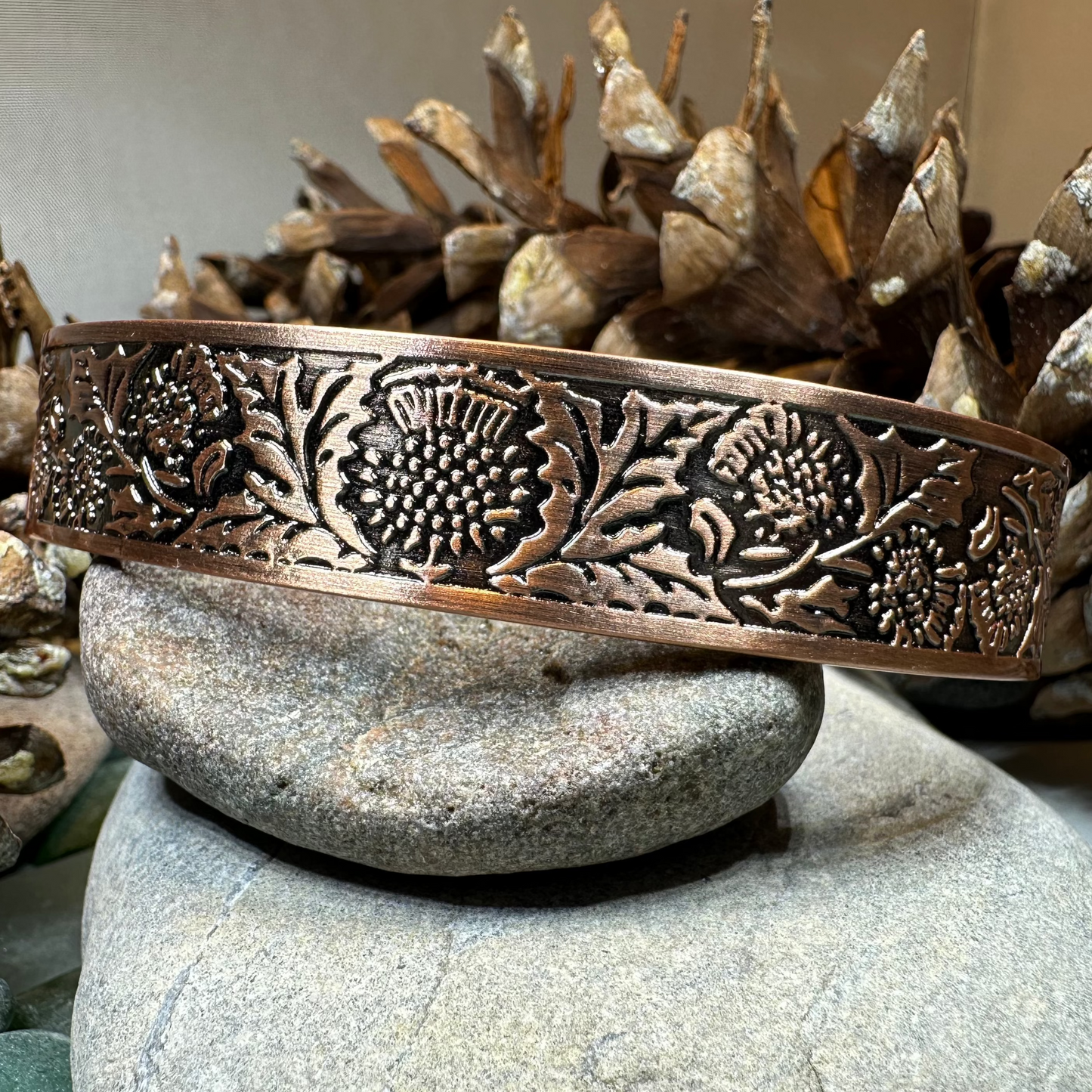 Scottish Thistle Copper Cuff Bracelet