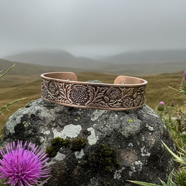 Scottish Thistle Copper Cuff Bracelet