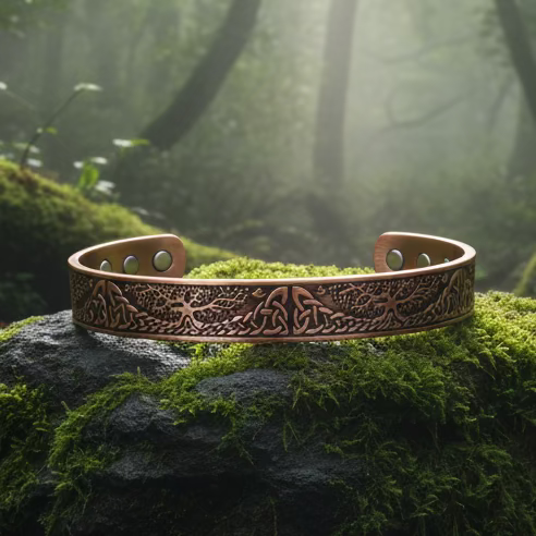 Slim Tree of Life Copper Cuff Bracelet — view 5