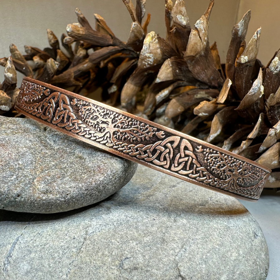 Slim Tree of Life Copper Cuff Bracelet
