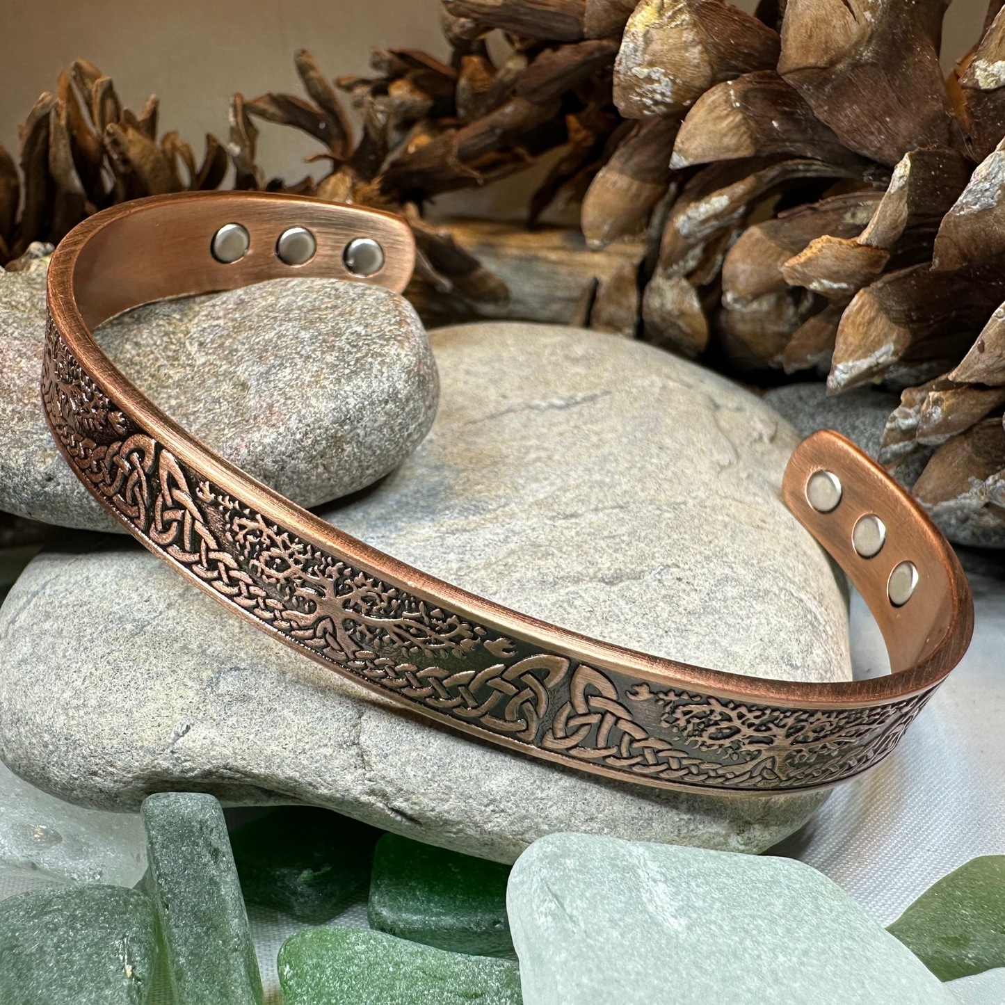 Slim Tree of Life Copper Cuff Bracelet — view 6