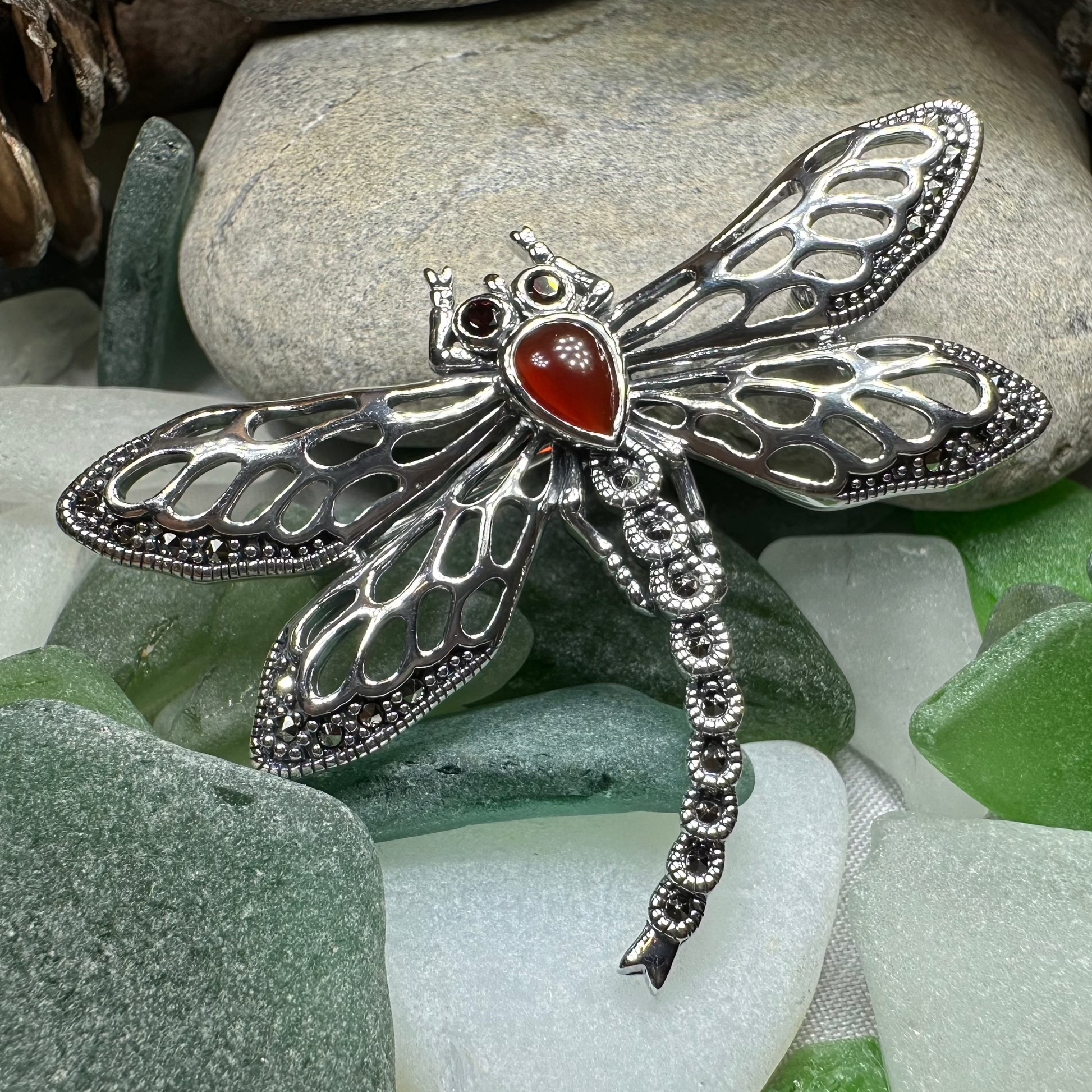 Damsel Dragonfly Marcasite Brooch — view 17