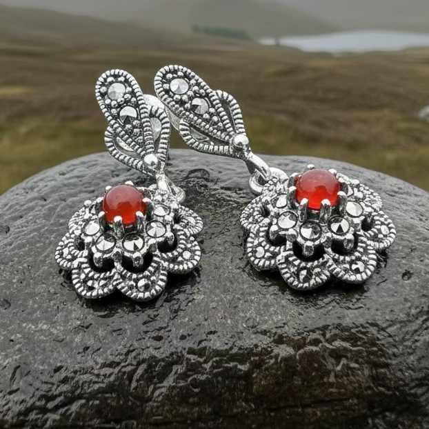 Autumn Blossom Marcasite Earrings