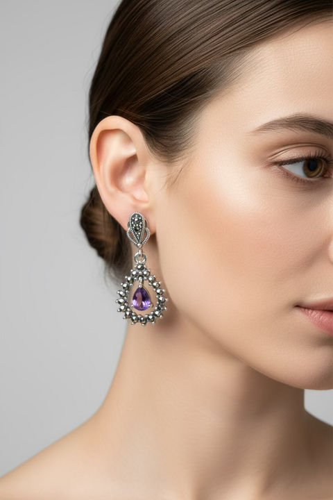 Load image into Gallery viewer, Bebe Marcasite Earrings

