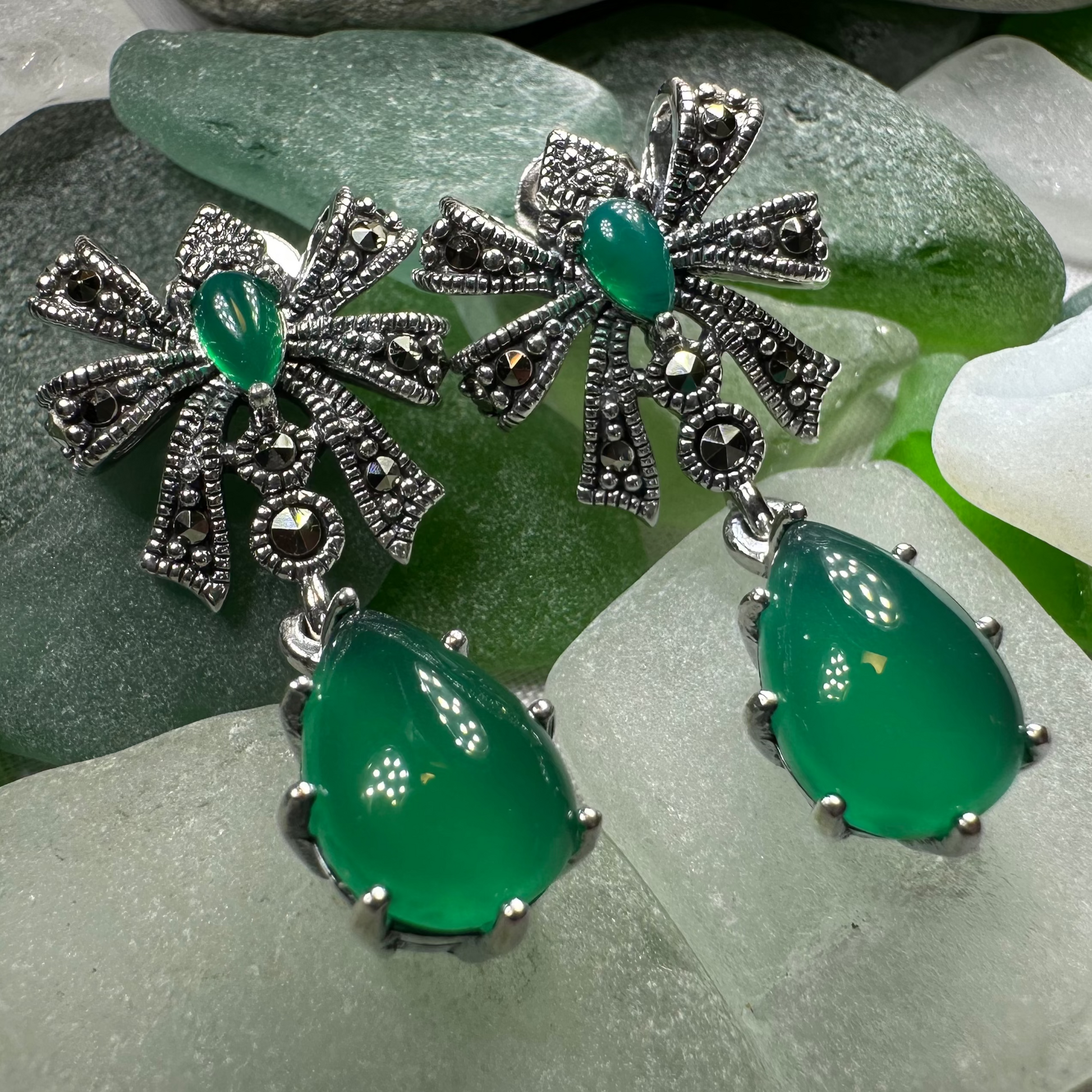 Irish Princess Marcasite Earrings — view 2