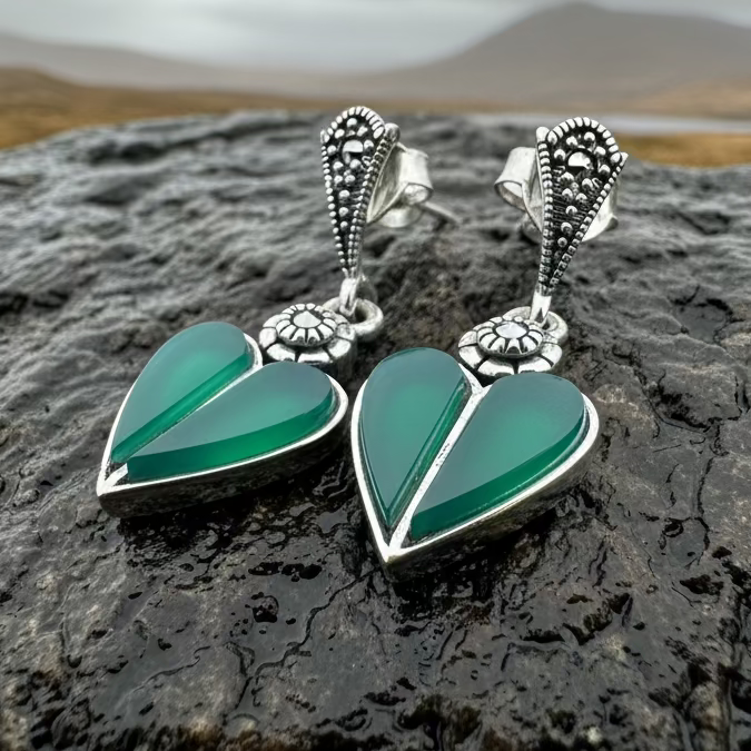 Aubrina Celtic Heart Earrings in silver