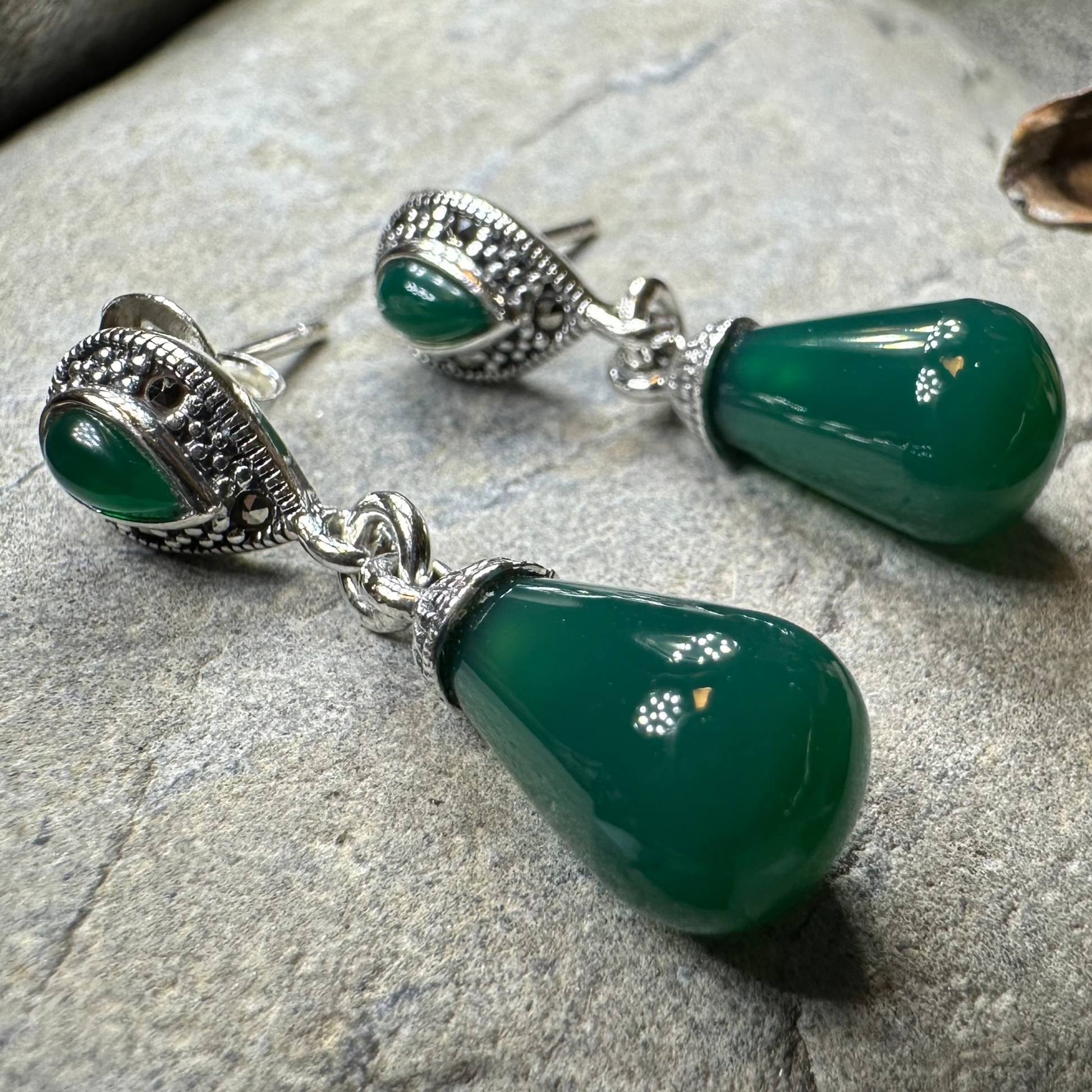 Celtic Raindrop Marcasite Earrings — view 6