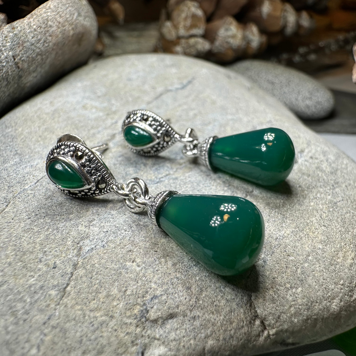 Celtic Raindrop Marcasite Earrings — view 10