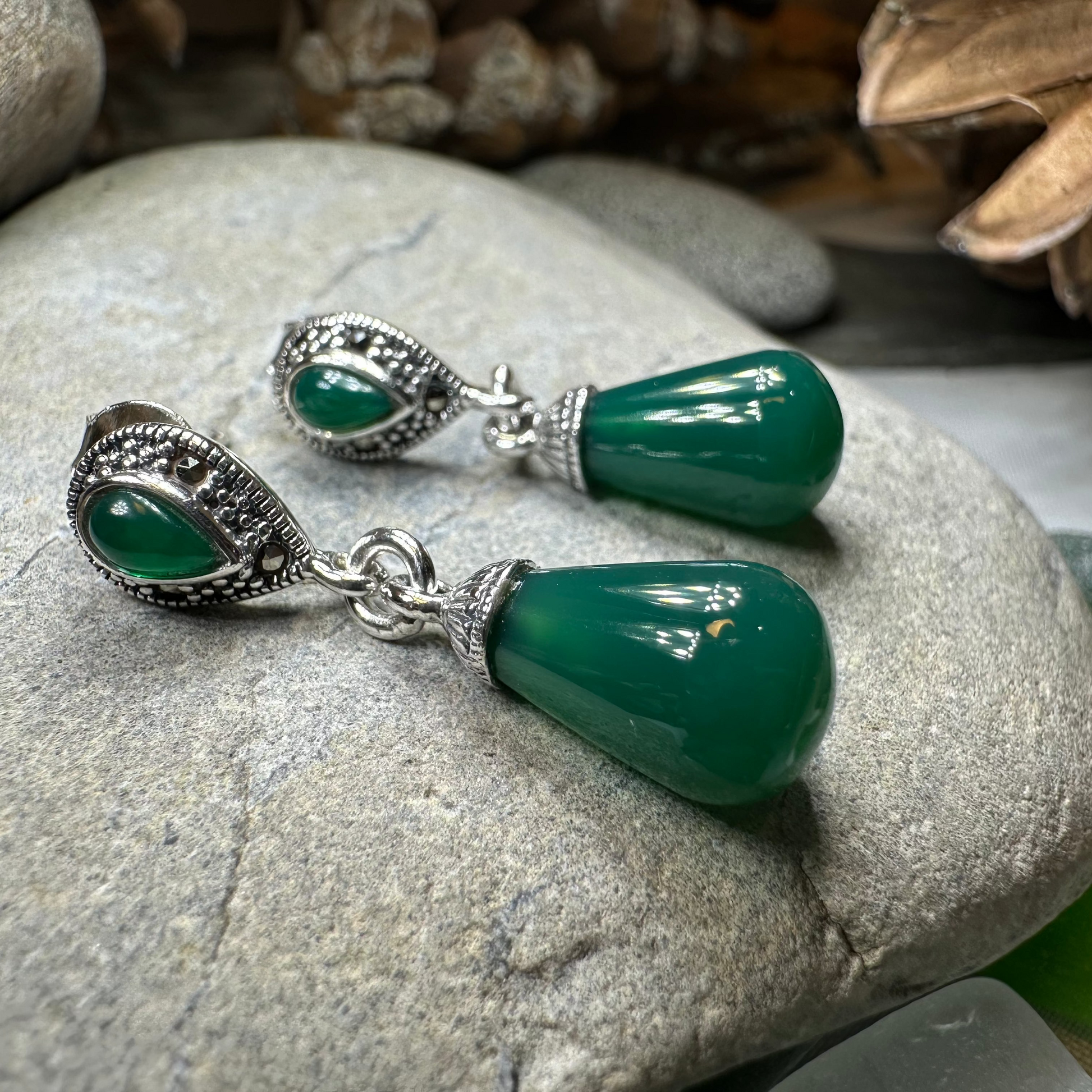 Celtic Raindrop Marcasite Earrings — view 4