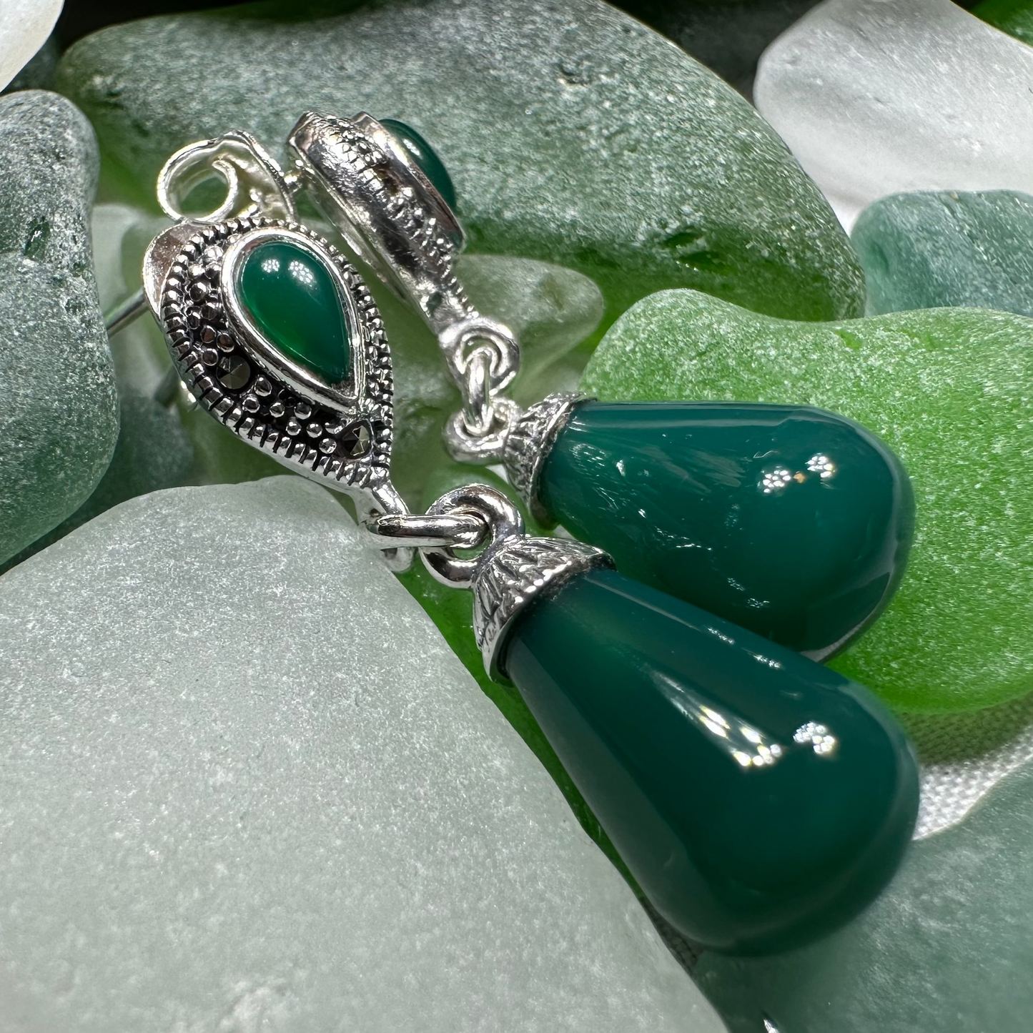 Celtic Raindrop Marcasite Earrings in sterling silver