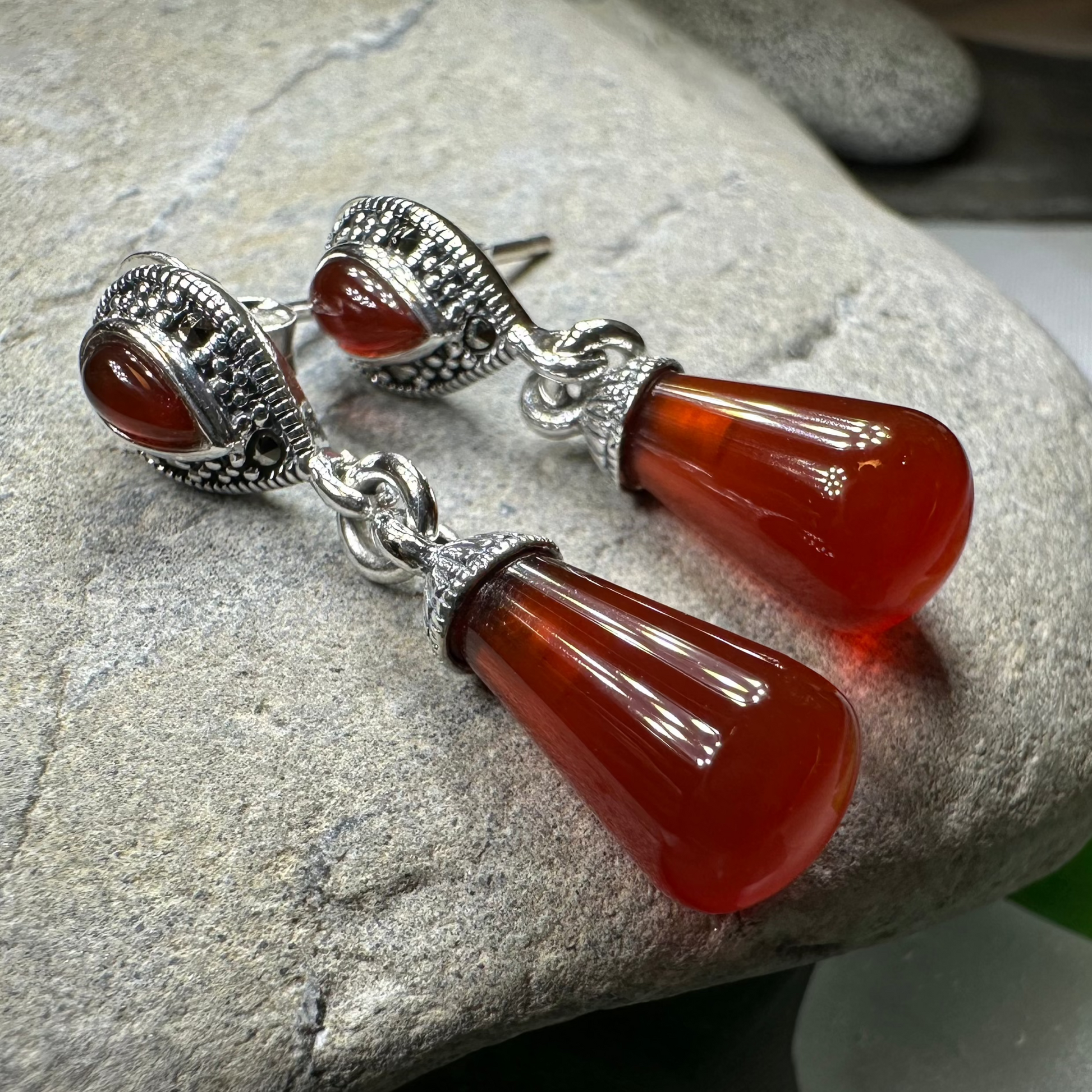 Celtic Raindrop Marcasite Earrings — view 2