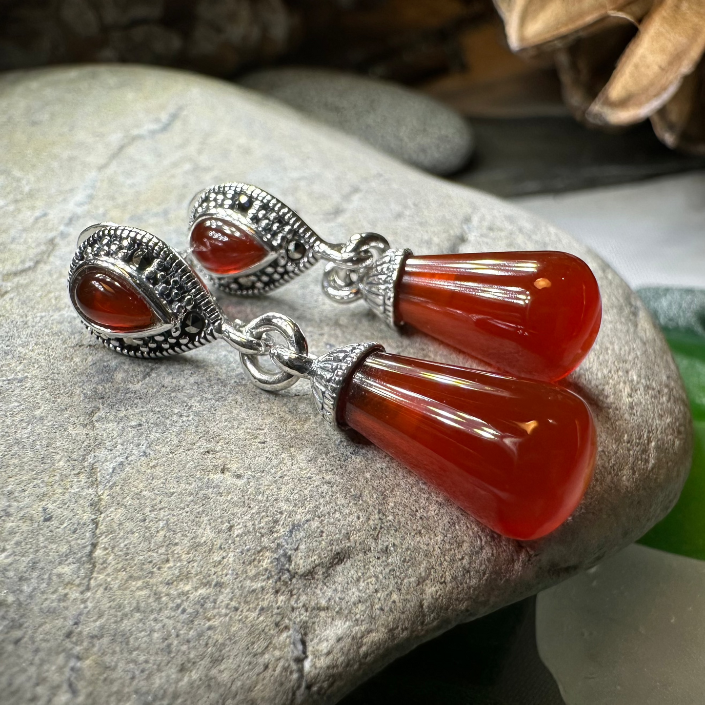 Celtic Raindrop Marcasite Earrings — view 9