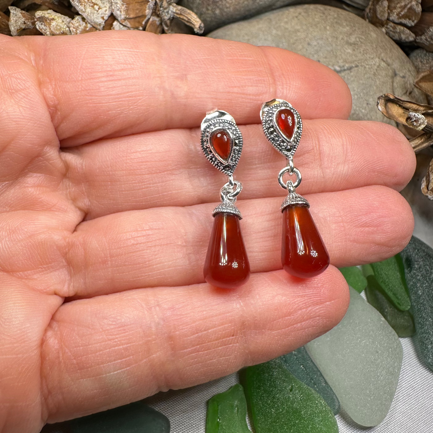 Celtic Raindrop Marcasite Earrings — view 3