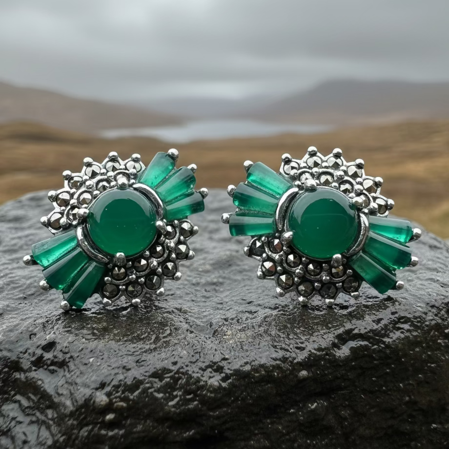 Celtic Bloom Marcasite Earrings in sterling silver