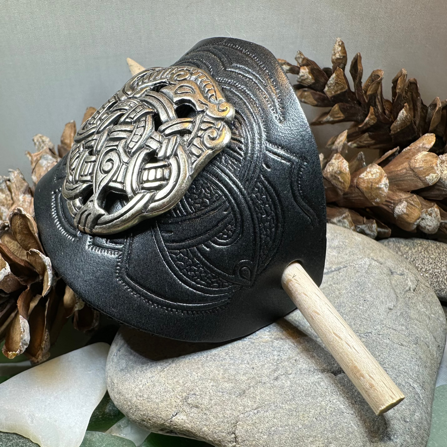 Celtic Shieldmaiden Leather Hair Slide for Women