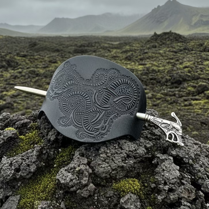 Celtic Dragon Leather Hair Slide for Women
