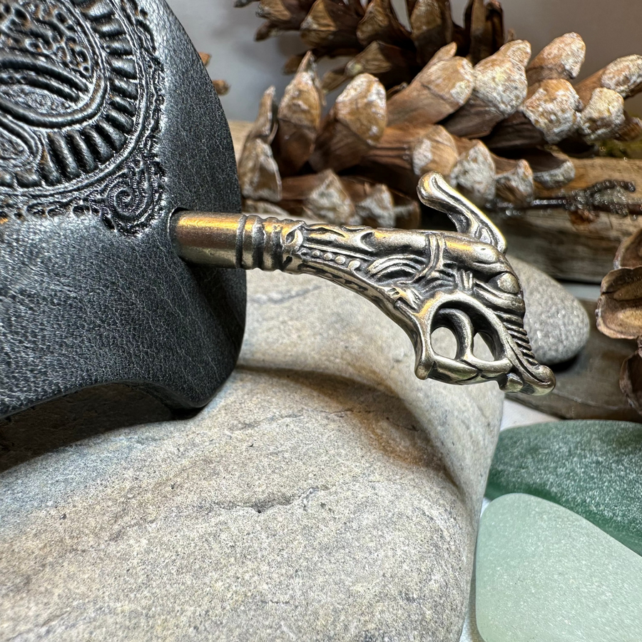 Celtic Dragon Leather Hair Slide for Women