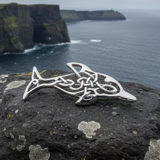 Nehalennia Celtic Dolphin Brooch for Women
