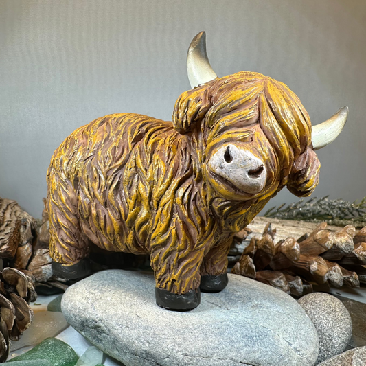 Chubby Highland Cow Figurine