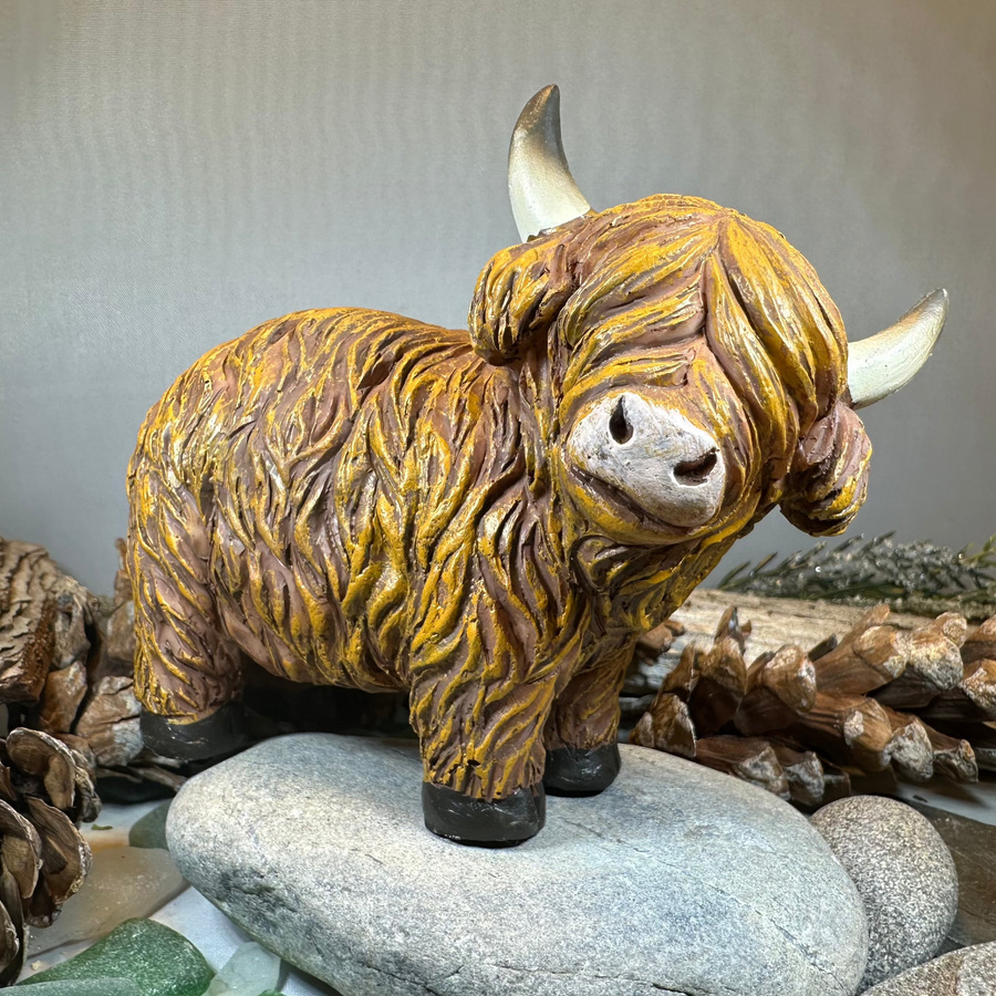 Chubby Highland Cow Figurine