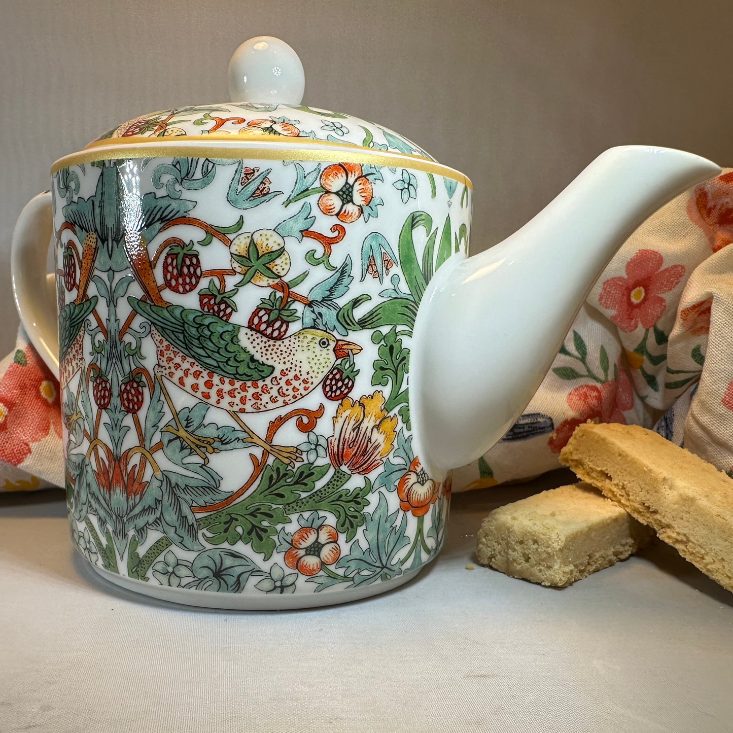 William Morris Strawberry Thief Fine China Teapot