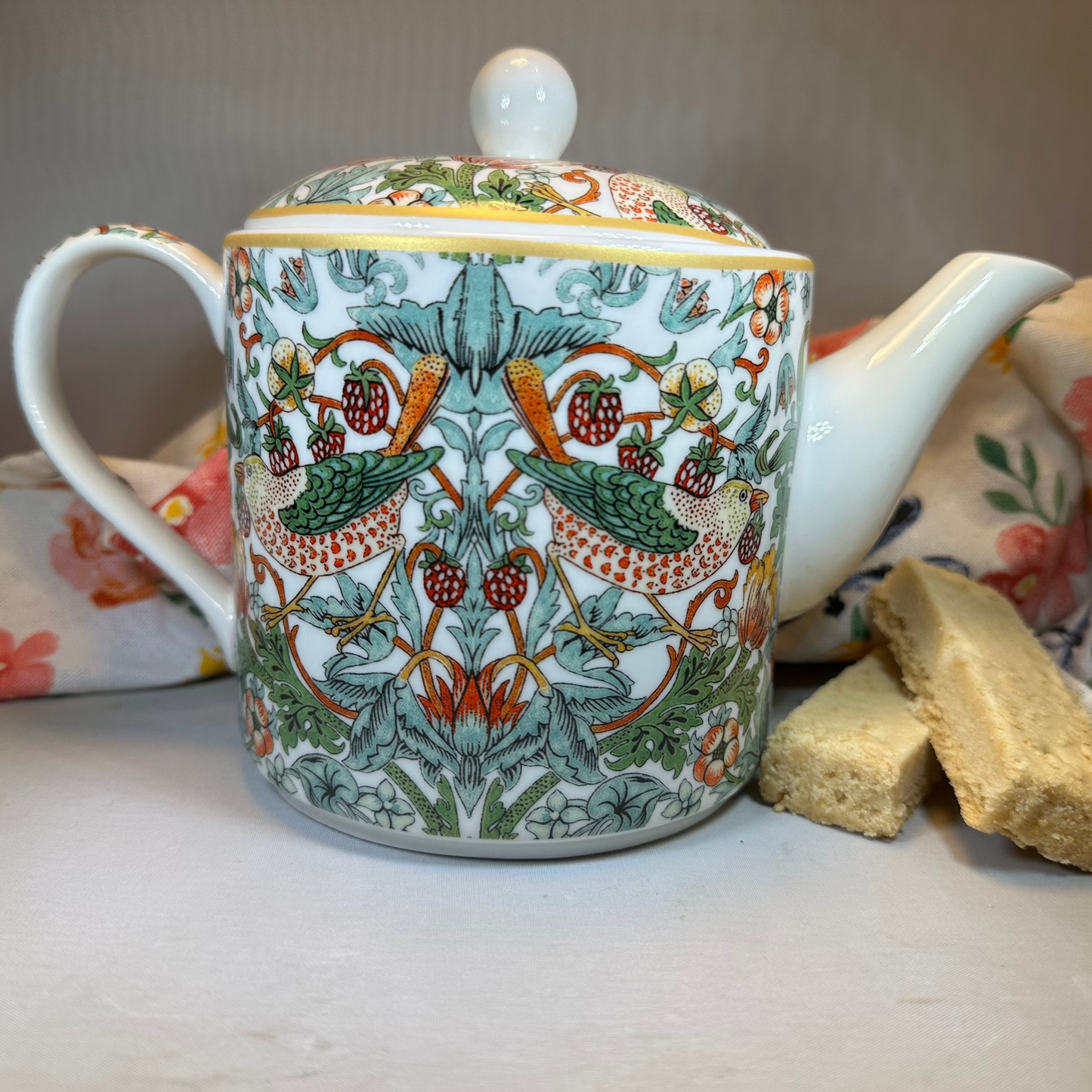 William Morris Strawberry Thief Fine China Teapot