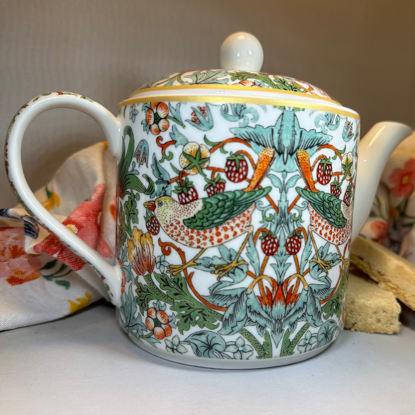 William Morris Strawberry Thief Fine China Teapot