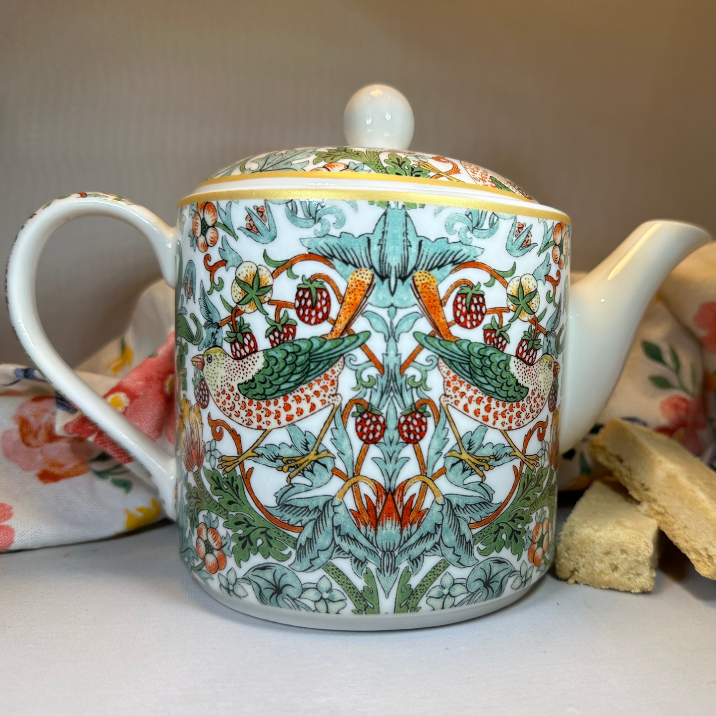 William Morris Strawberry Thief Fine China Teapot