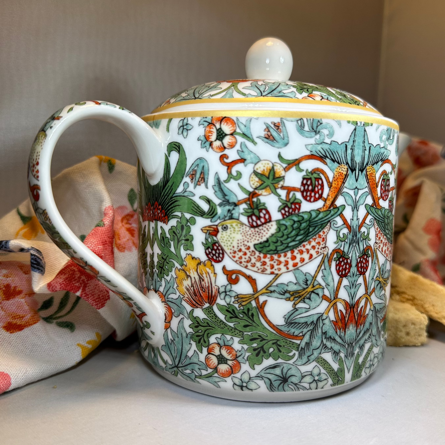 William Morris Strawberry Thief Fine China Teapot