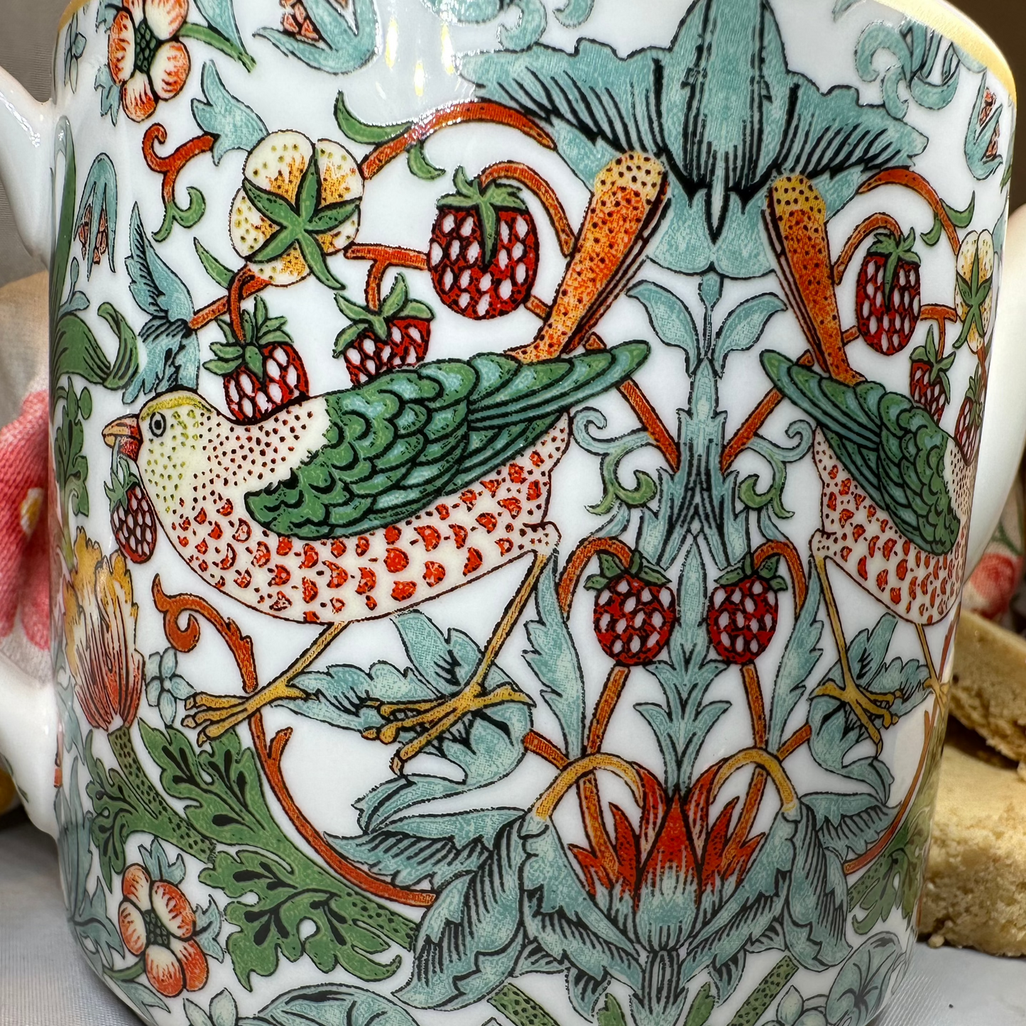 William Morris Strawberry Thief Fine China Teapot