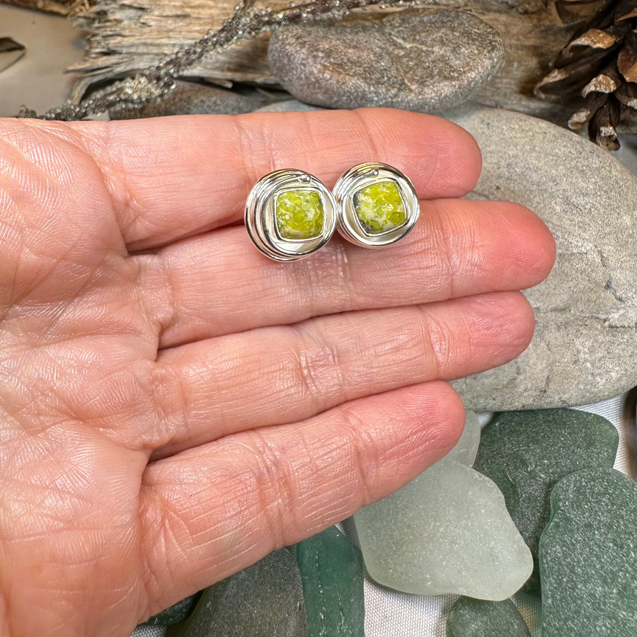 Connemara Marble Celtic Spiral Post Earrings