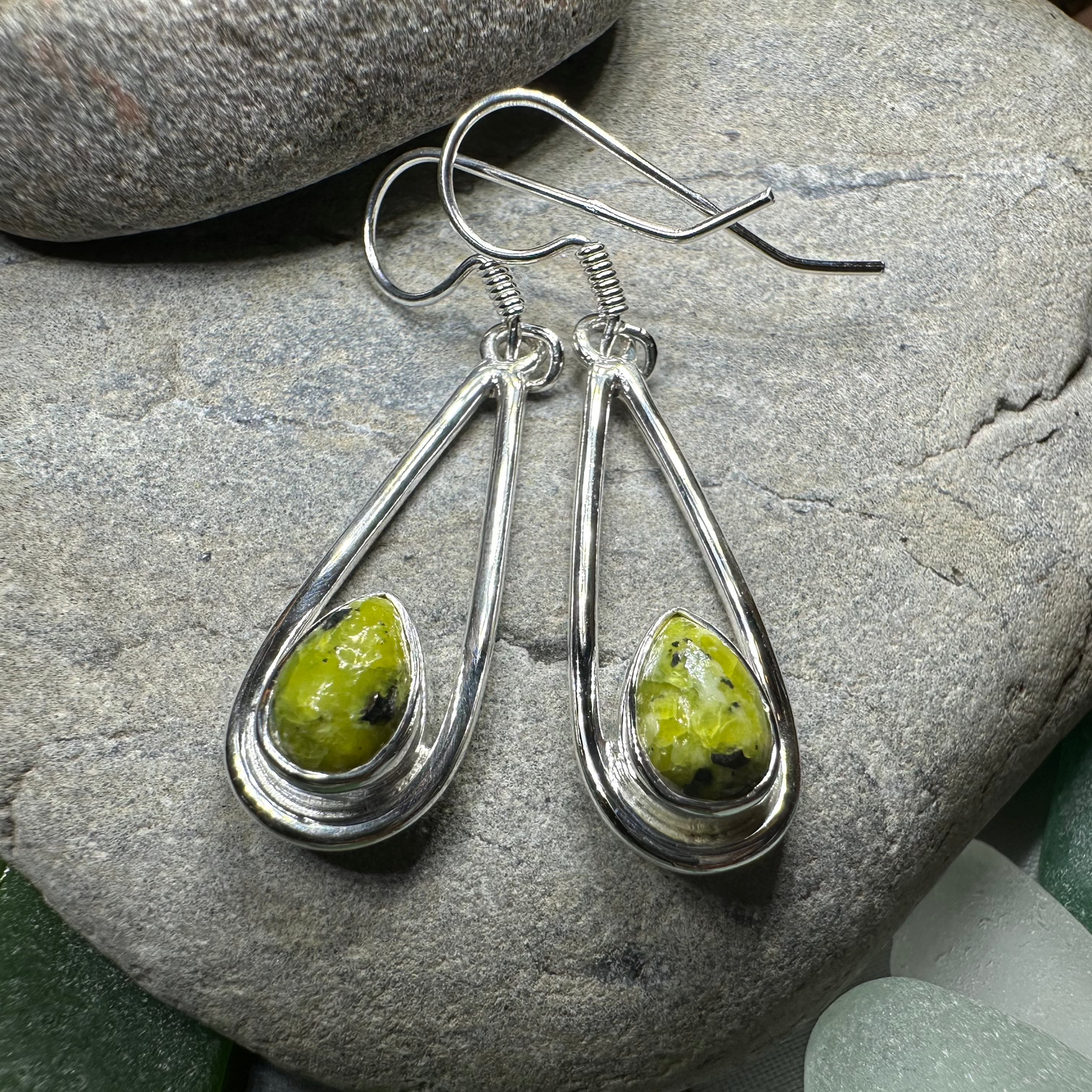 Connemara Marble Irish Sliabh Earrings in Sterling Silver
