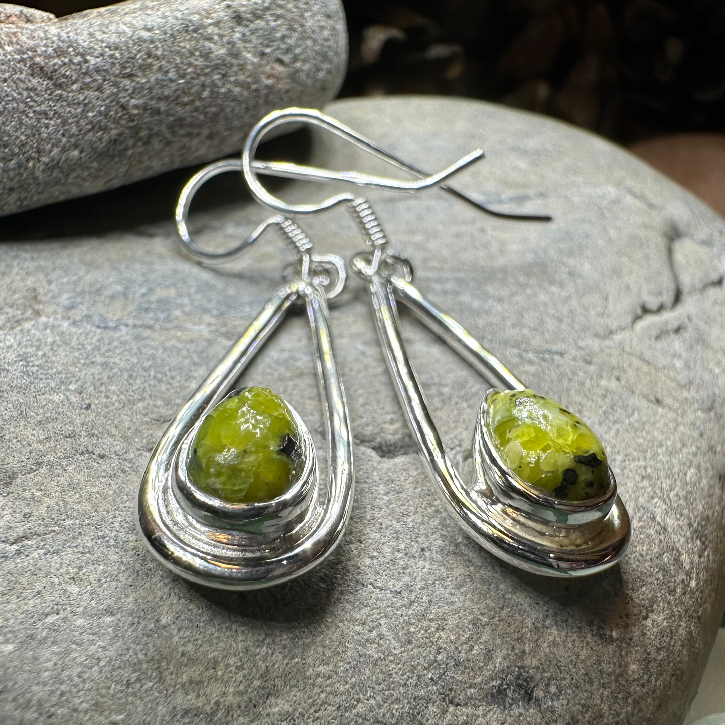 Connemara Marble Irish Sliabh Earrings in Sterling Silver