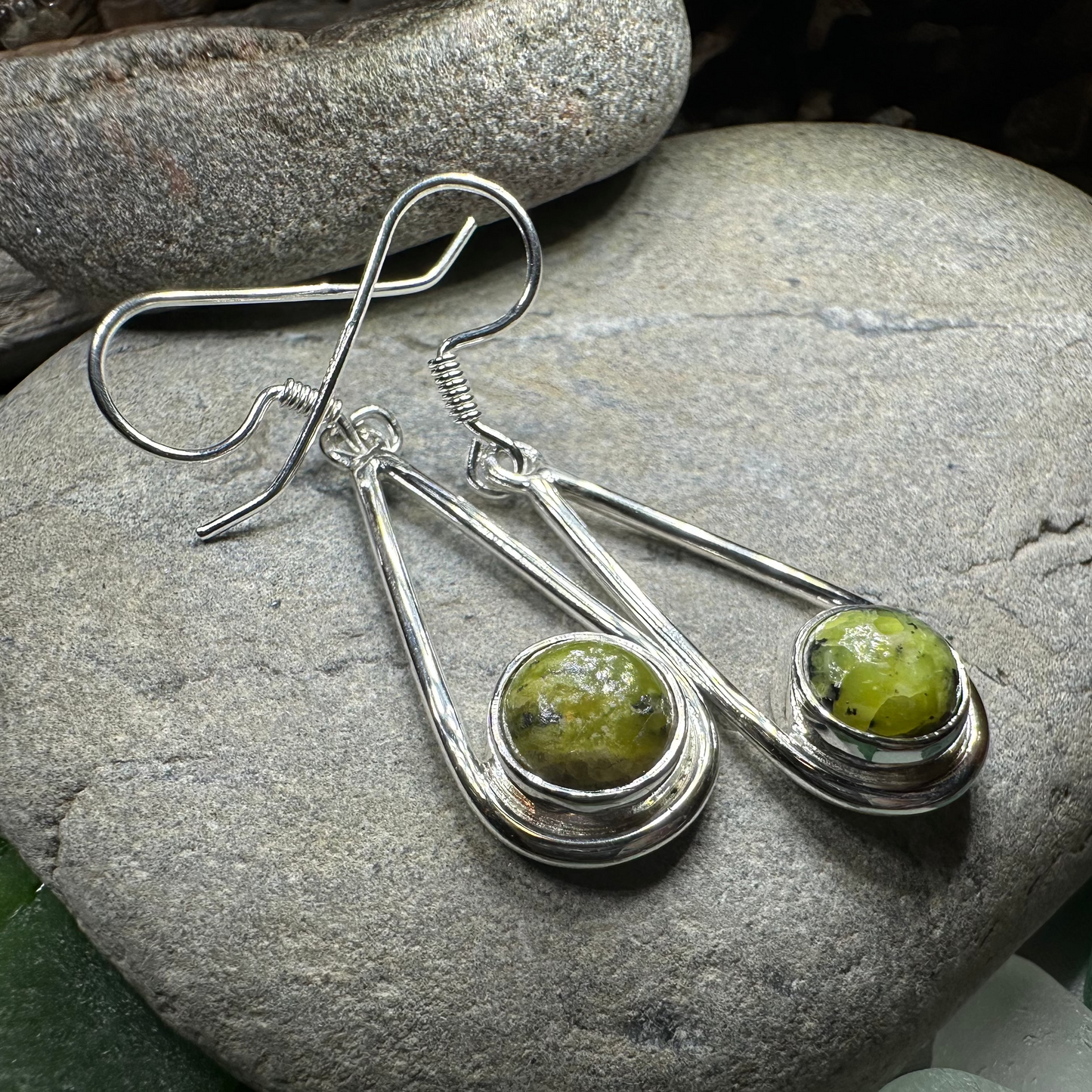 Connemara Marble Irish Sliabh Earrings in Sterling Silver